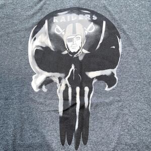 LAS VEGAS RAIDERS PUNISHER SKULL T SHIRT MENS XL GRAY NFL FOOTBALL TEE